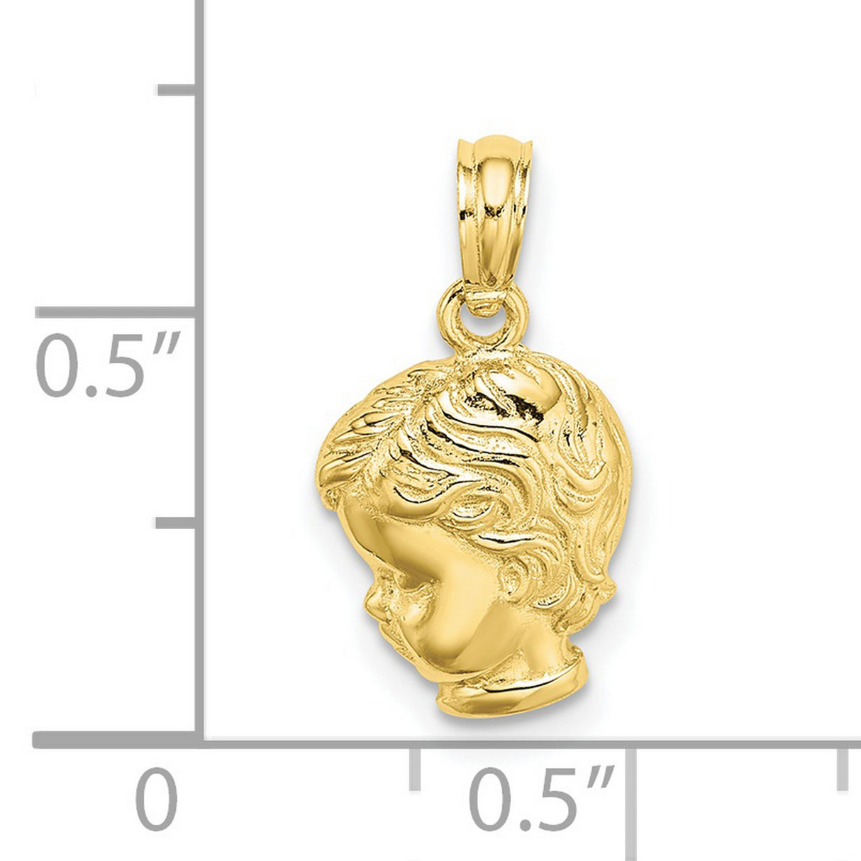 10k Yellow Gold Boy Profile Pendant with Detailed Face, Sentimental Memorial Charm