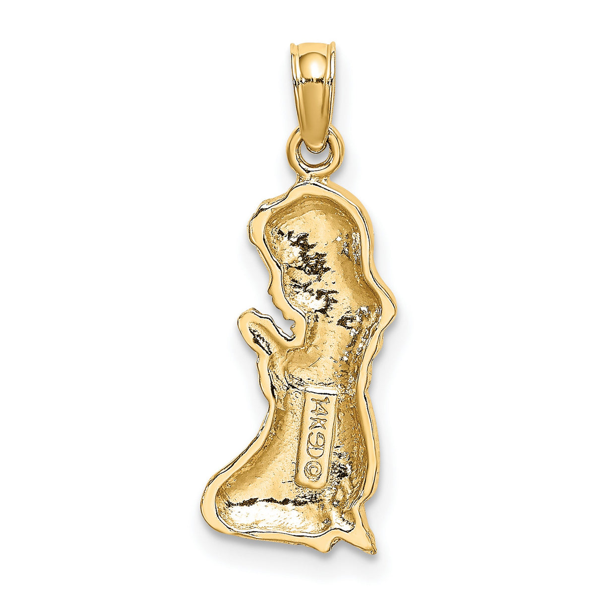 10k Yellow Gold Praying Girl Pendant, Religious Charm, Christian Jewelry for Women