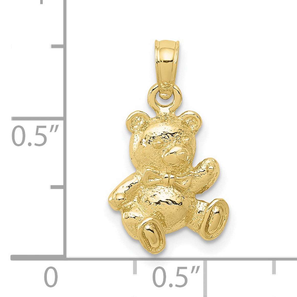 10k Yellow Gold Teddy Bear Pendant with Textured Finish and Bow Tie Design