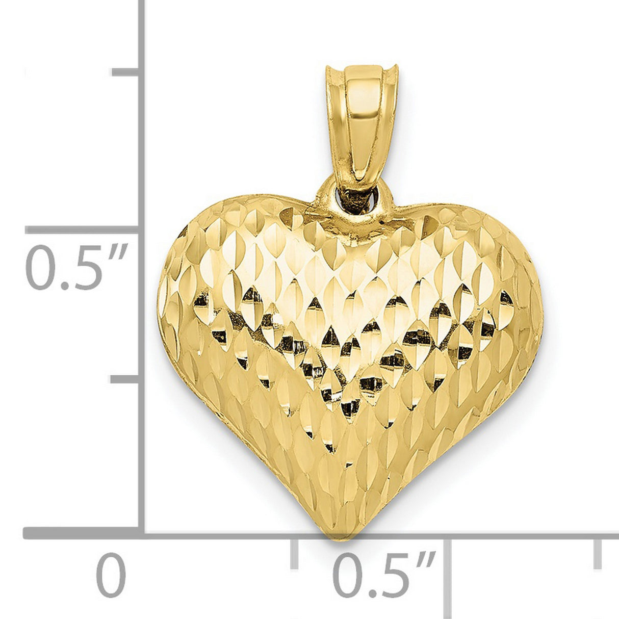 10k Yellow Gold Heart Pendant, Diamond Cut Textured and Polished Finish, Romantic Jewelry for Women