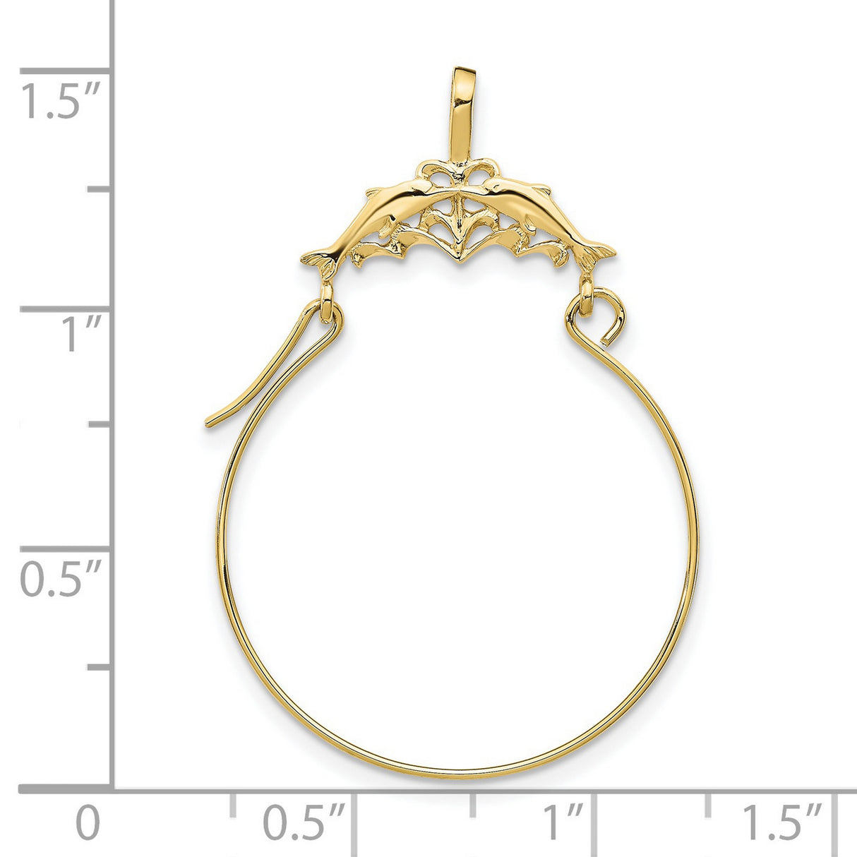 10k Yellow Gold Hoop Earrings with Dolphin and Heart Wave Design, Ocean and Nautical Theme