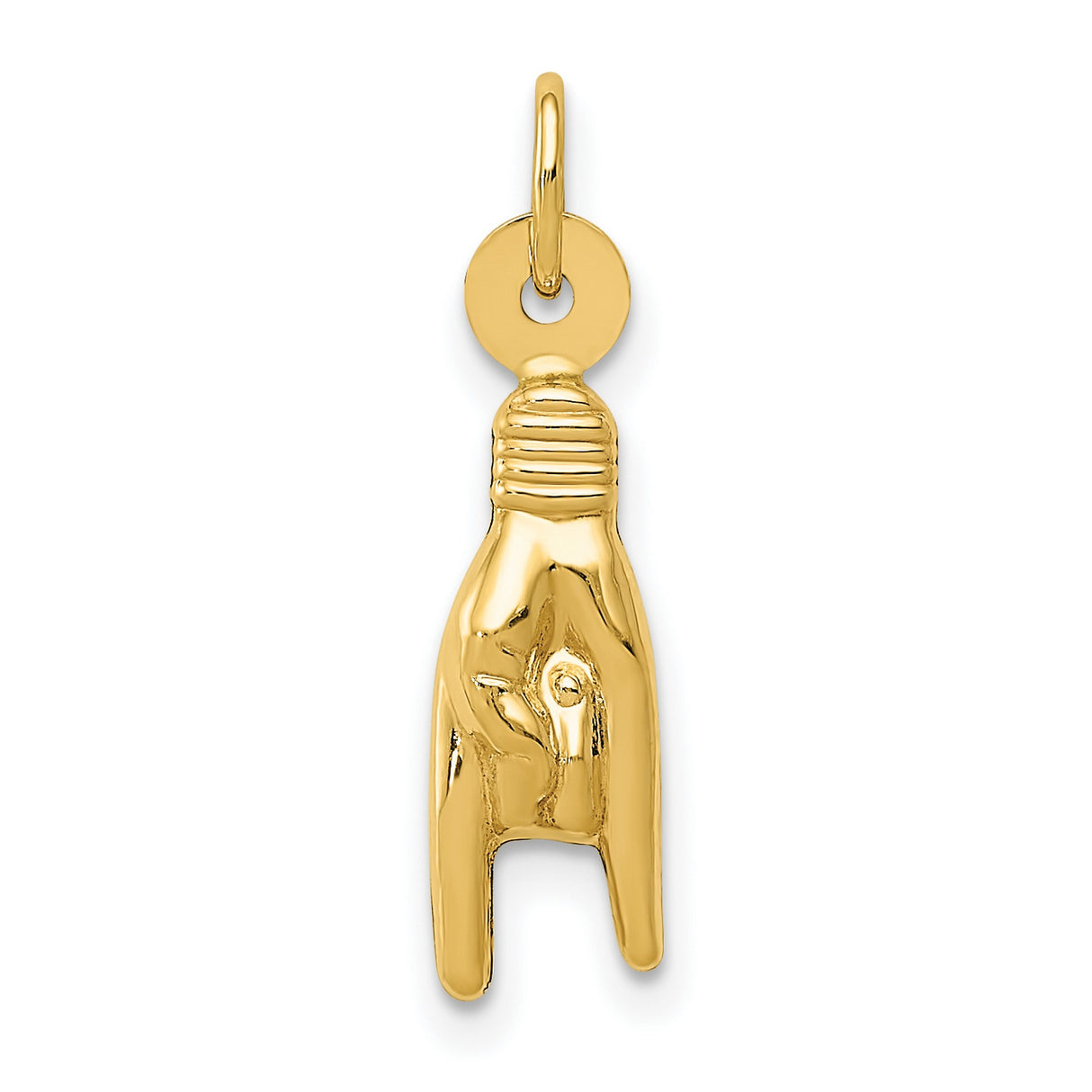 10k Yellow Gold Mano Cornuto Pendant, Italian Horned Hand Amulet for Evil Eye Protection