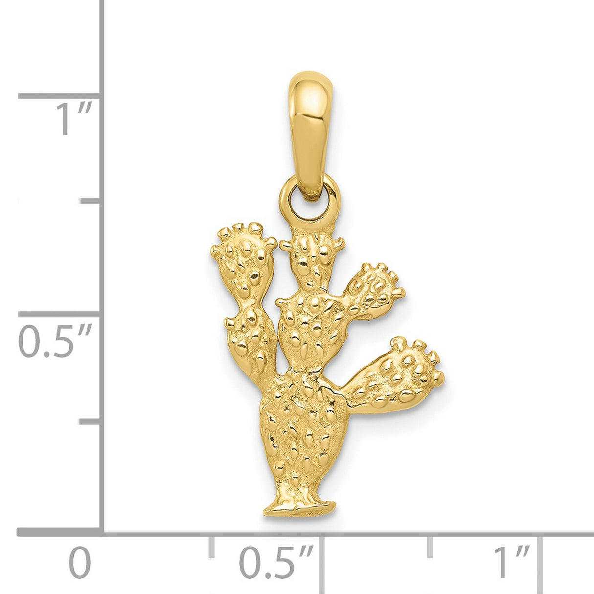 10k Yellow Gold Cactus Pendant, Prickly Pear Design, Nature-Inspired Charm for Women or Unisex Wear