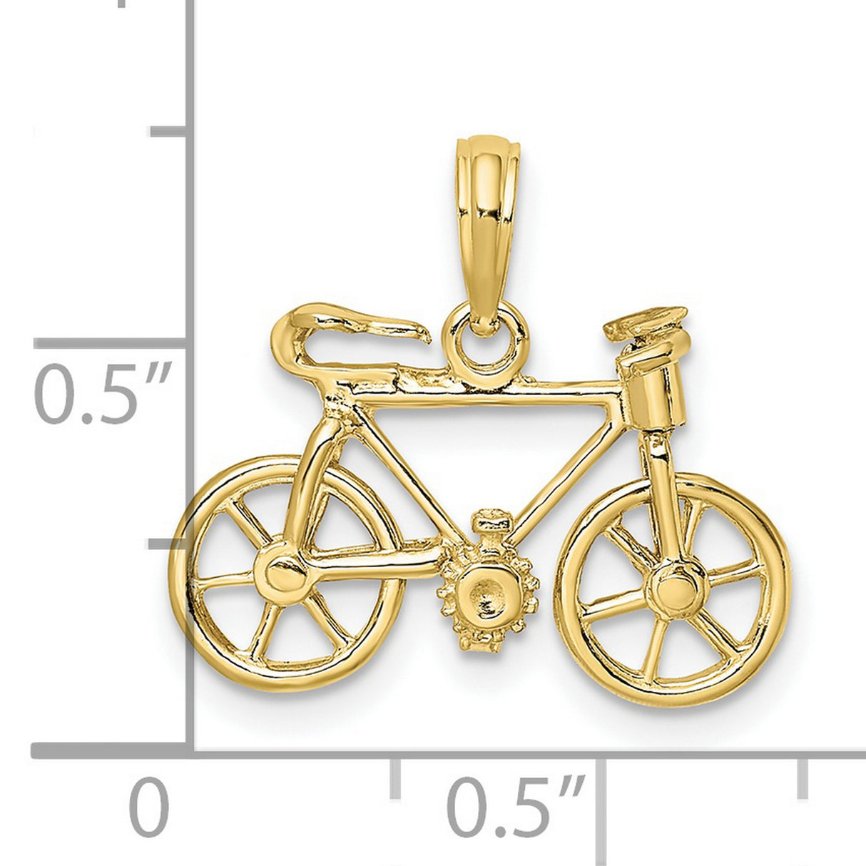 10k Yellow Gold Bicycle Pendant, 3D Road Bike Charm, Cycling Jewelry for Men and Women