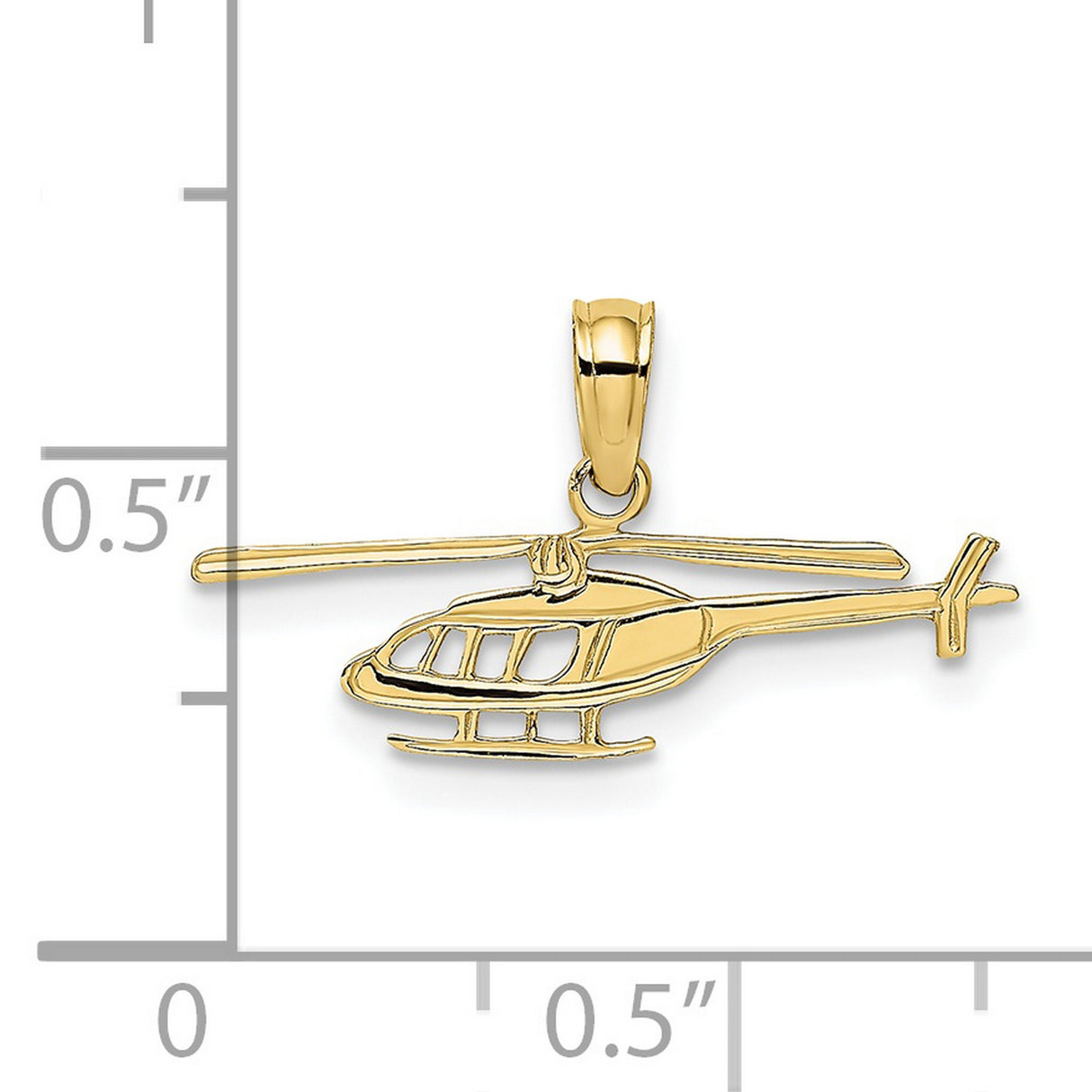 10k Yellow Gold Helicopter Pendant, Aviation Aircraft Charm, Military Aviator Style for Men or Unisex