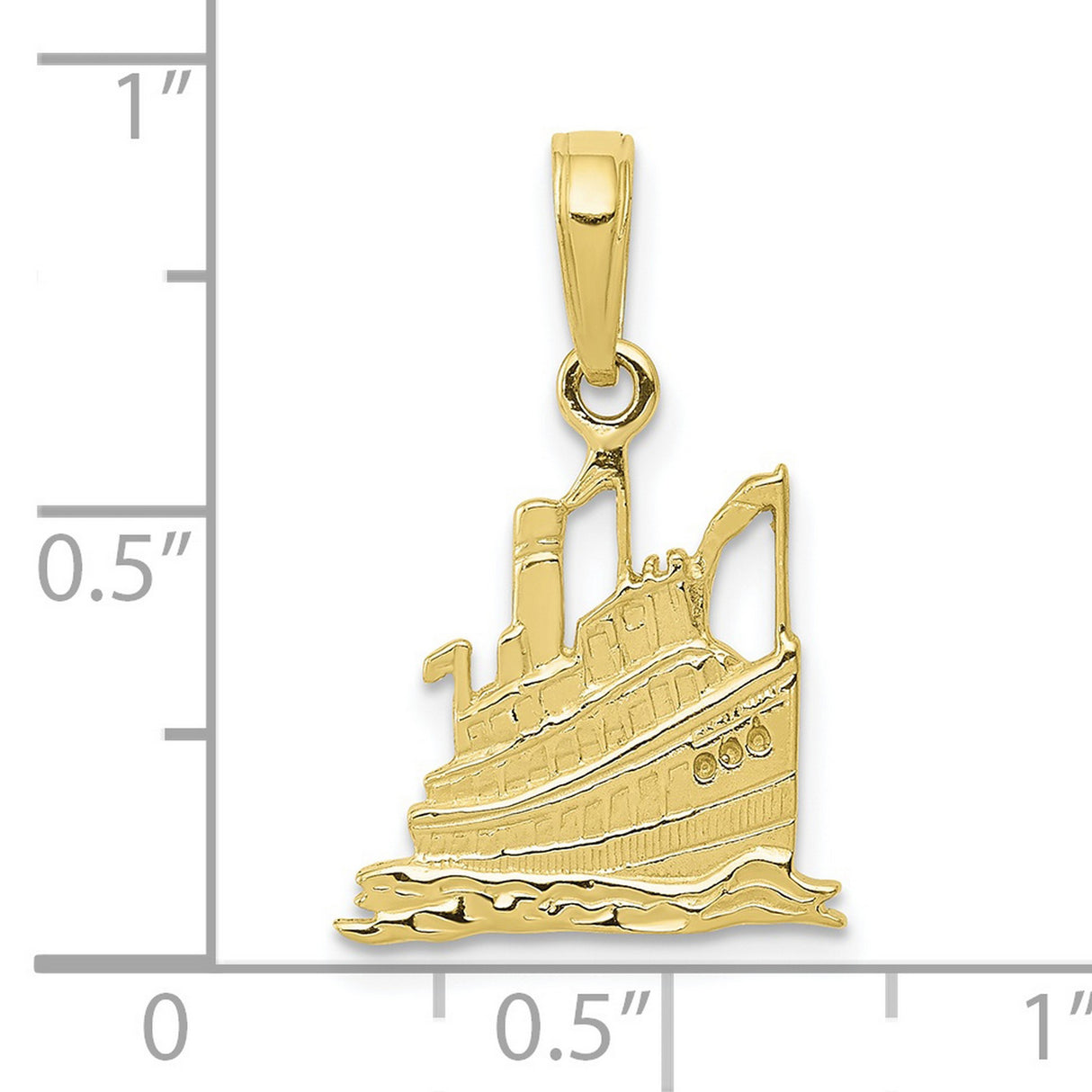 10k Yellow Gold Cruise Ship Pendant with Steamboat Design, Nautical Theme Jewelry