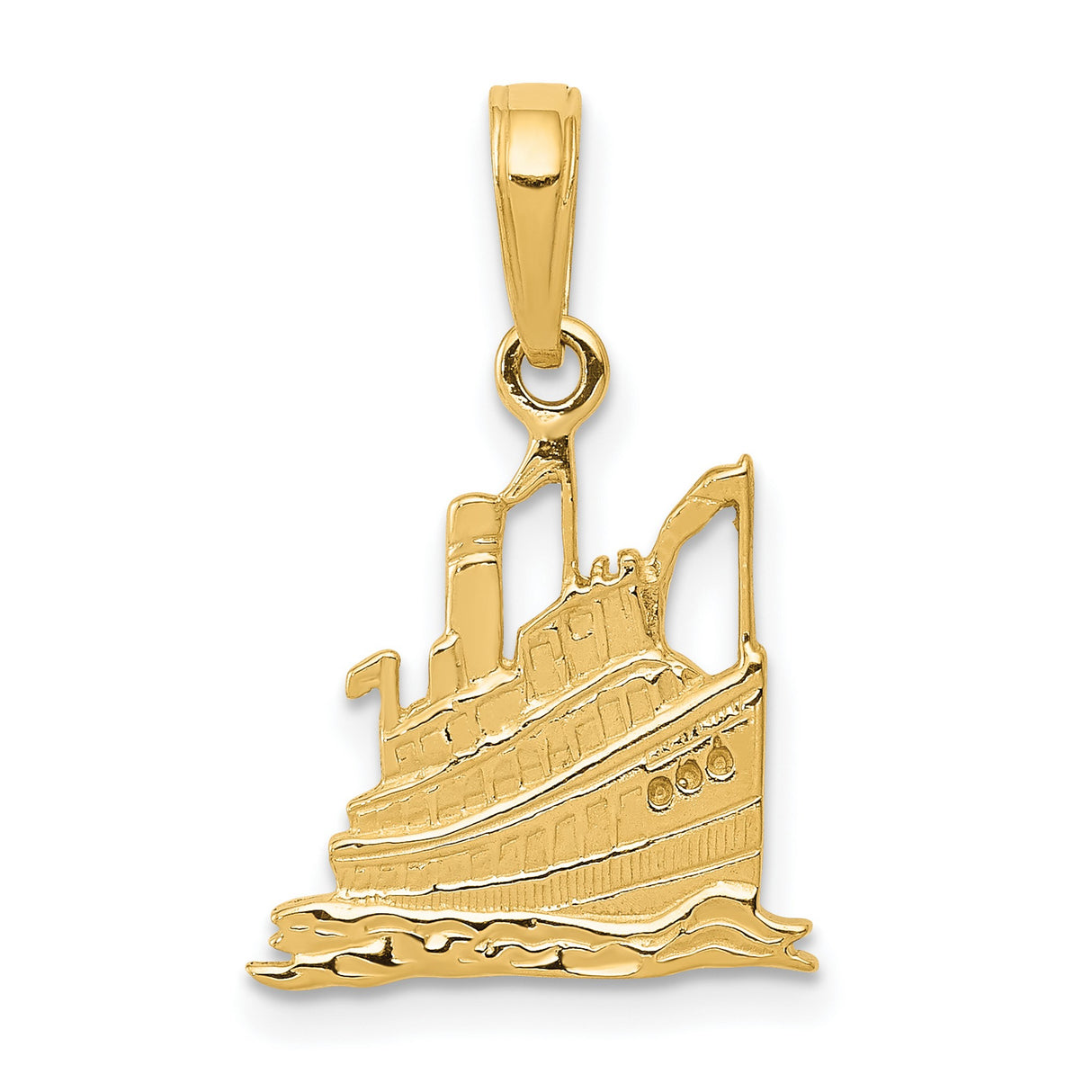 10k Yellow Gold Cruise Ship Pendant with Steamboat Design, Nautical Theme Jewelry