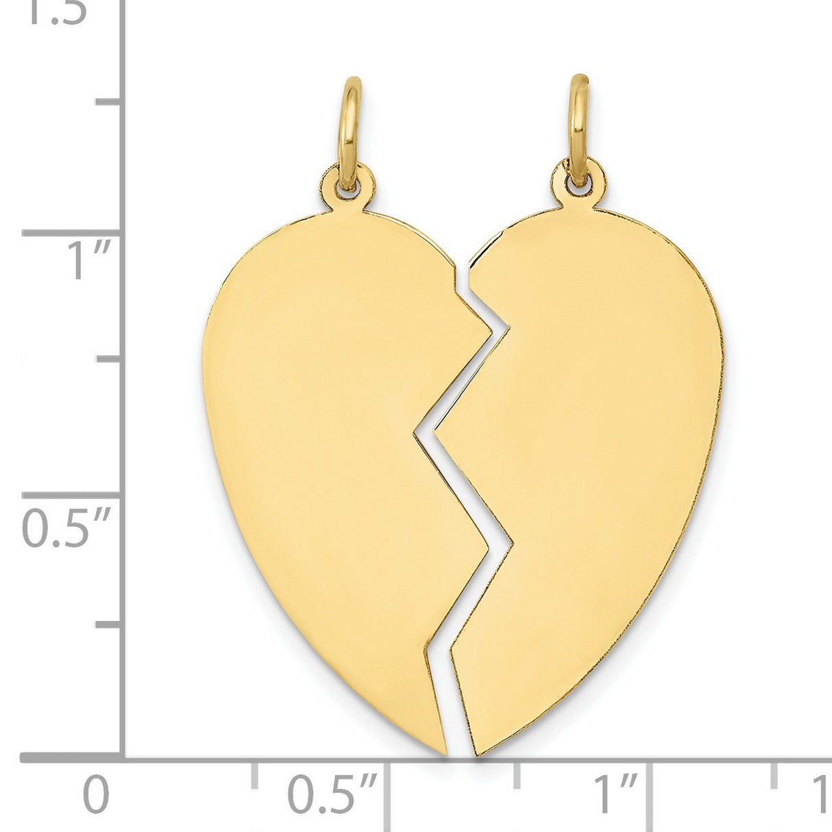 10k Yellow Gold Heart Pendant Set, Breakable Twin-Bail Charm for Couples or Friends