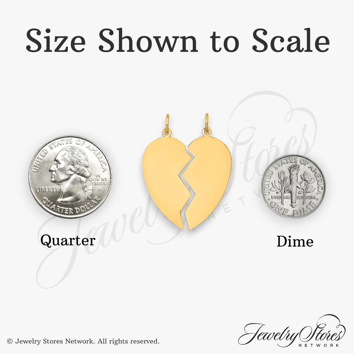 10k Yellow Gold Heart Pendant Set, Breakable Twin-Bail Charm for Couples or Friends