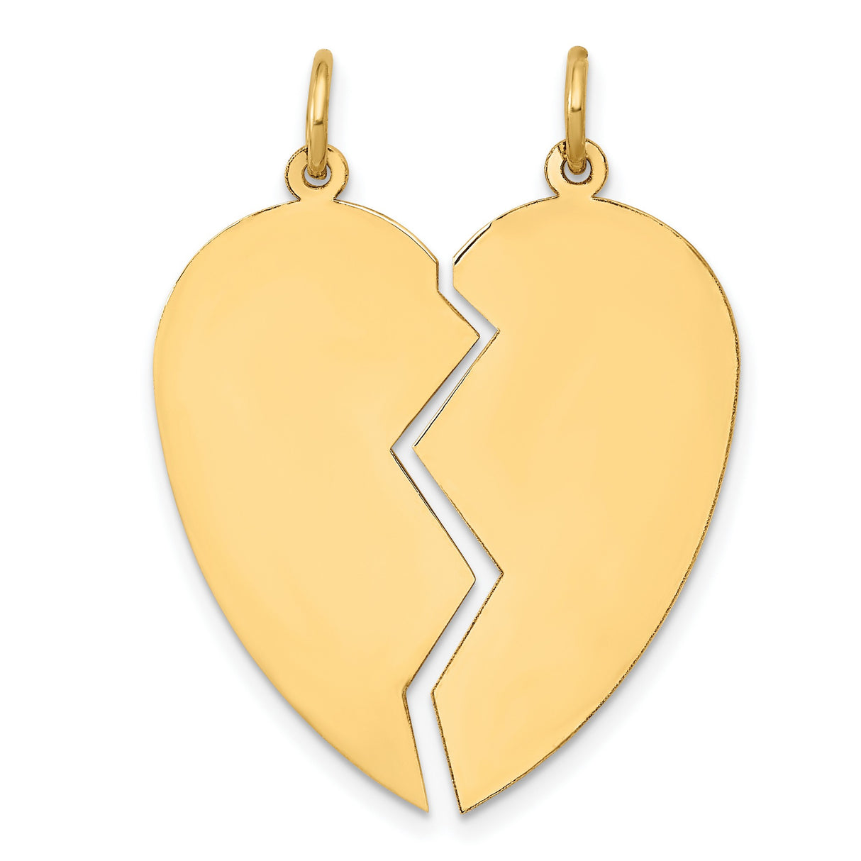 10k Yellow Gold Heart Pendant Set, Breakable Twin-Bail Charm for Couples or Friends