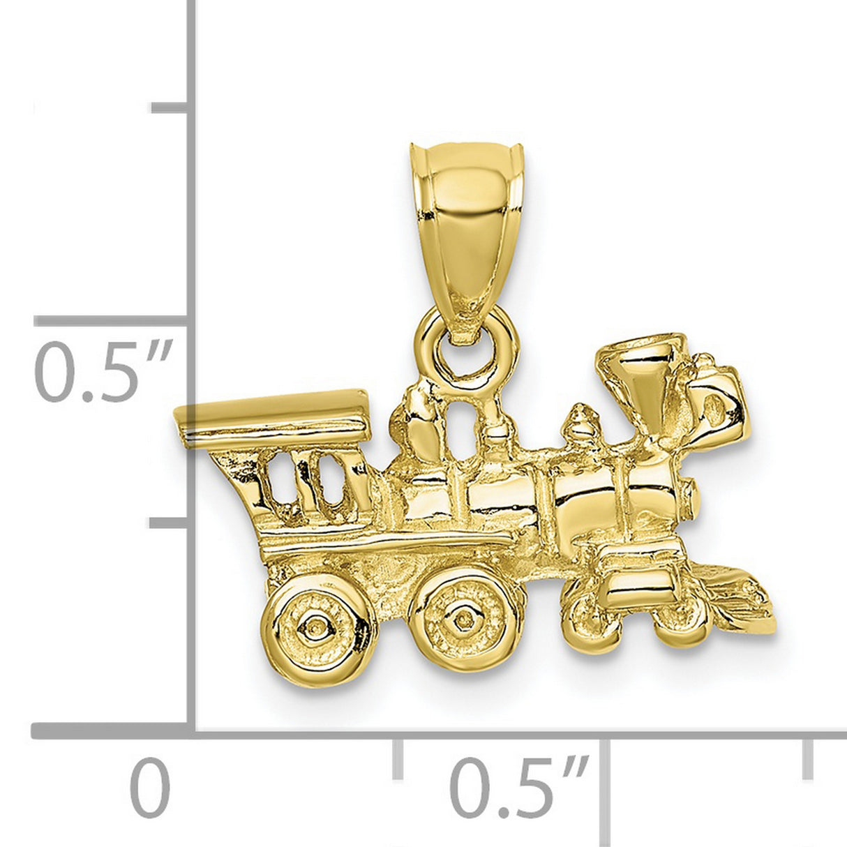 10k Yellow Gold Locomotive Pendant, Detailed Steam Train Engine Charm, Vintage Americana Style