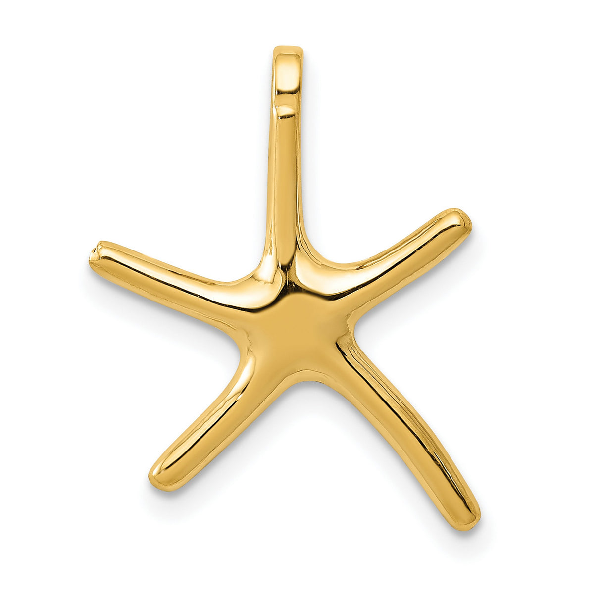 10k Yellow Gold Starfish Pendant, Sleek Polished Nautical Charm for Women or Unisex Wear