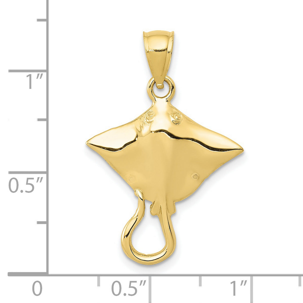 10k Yellow Gold Stingray Pendant, Nautical Marine Life Charm, Unisex Ocean-Inspired Jewelry