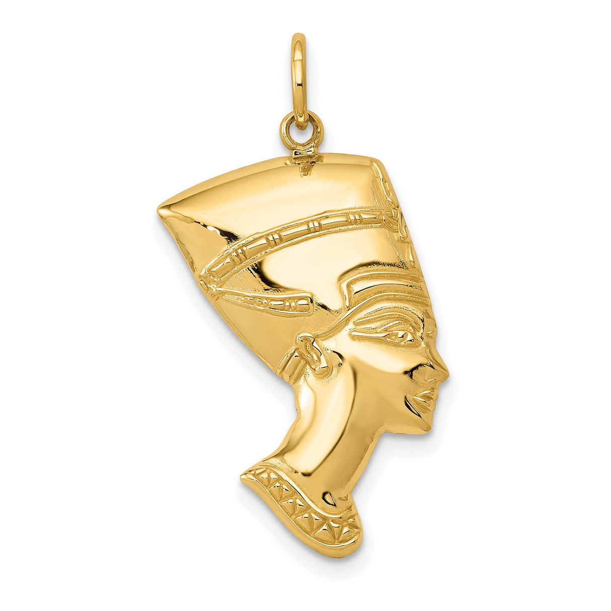 10k Yellow Gold Nefertiti Pendant with Egyptian Queen Profile, Afrocentric Unisex Charm