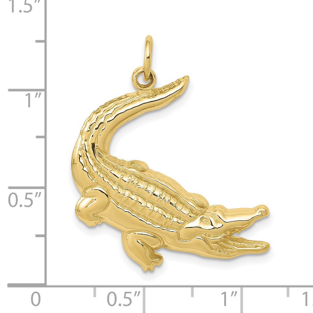 10k Yellow Gold Alligator Pendant, Detailed Crocodile Design, Southern Wildlife Jewelry