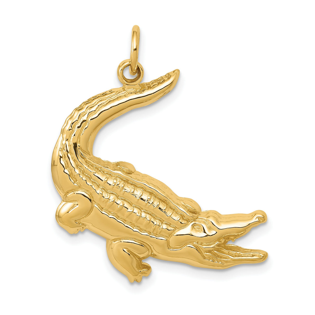 10k Yellow Gold Alligator Pendant, Detailed Crocodile Design, Southern Wildlife Jewelry