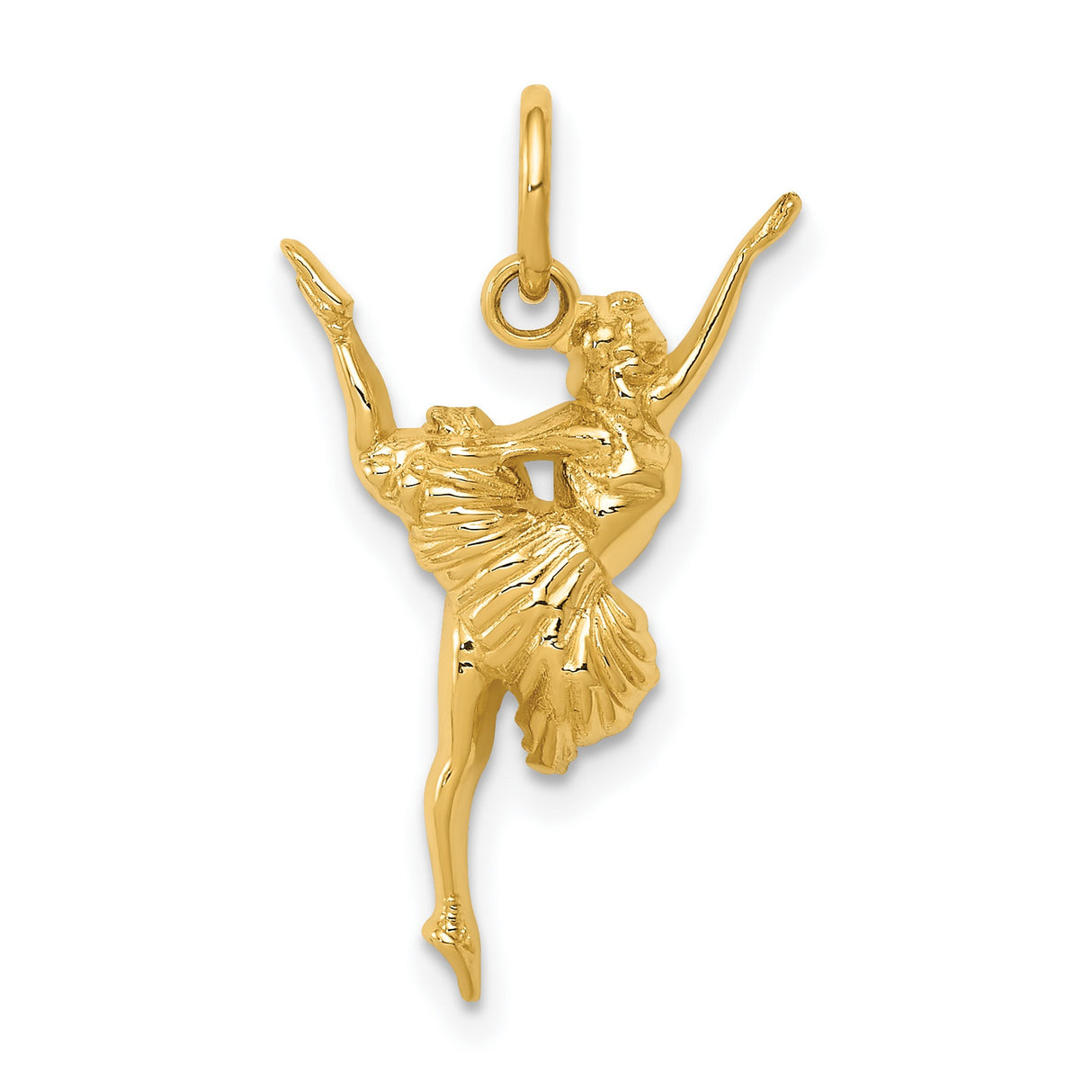 10k Yellow Gold Ballet Dancer Pendant with Graceful Ballerina Charm