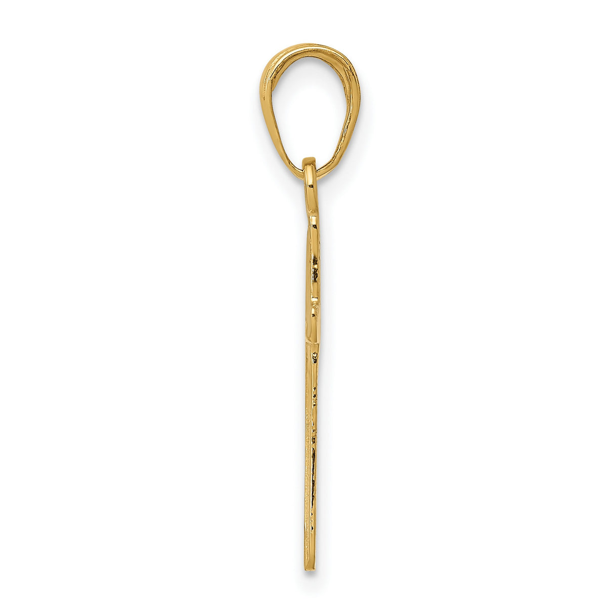 10k Yellow Gold Cross Pendant with Solid Bail, High Gloss Finish, Minimalist Faith Design