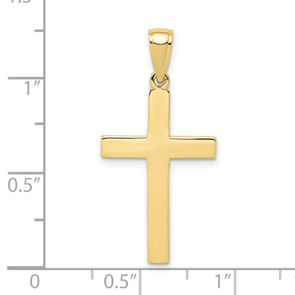 10k Yellow Gold Cross Pendant with Flat Modern Design and Mirror Finish for Men and Women