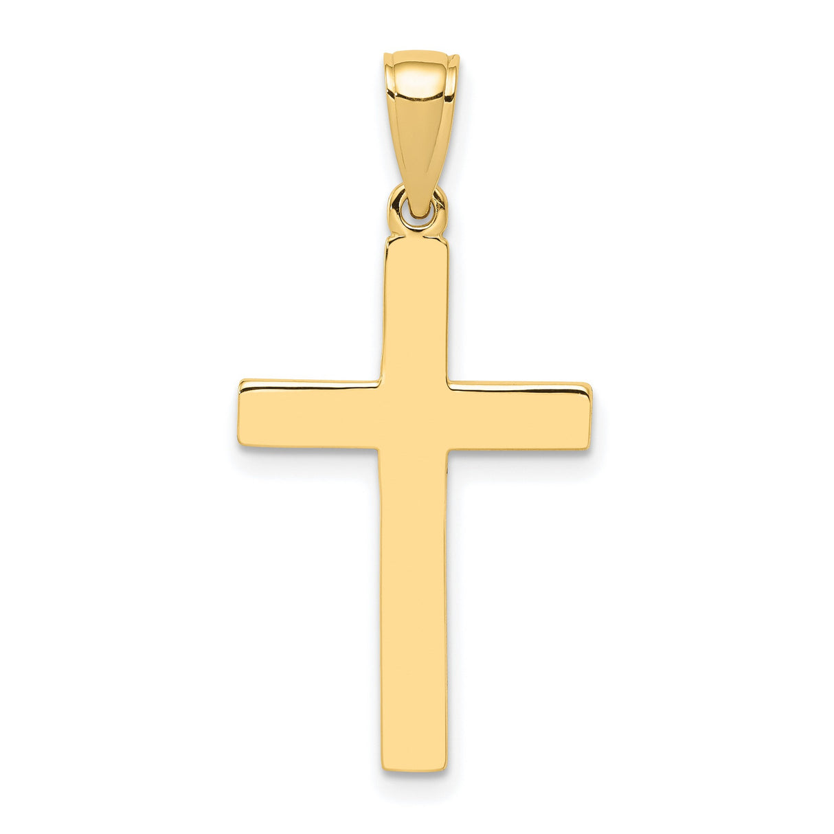 10k Yellow Gold Cross Pendant with Flat Modern Design and Mirror Finish for Men and Women