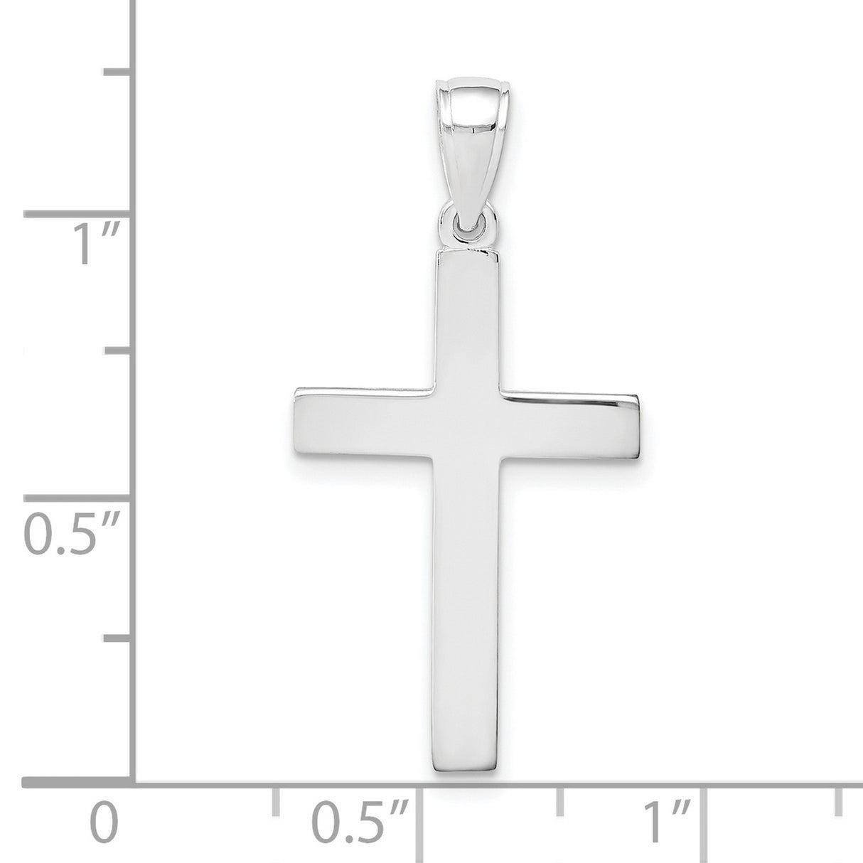 10k White Gold Cross Pendant with Polished Finish, Minimalist Religious Design