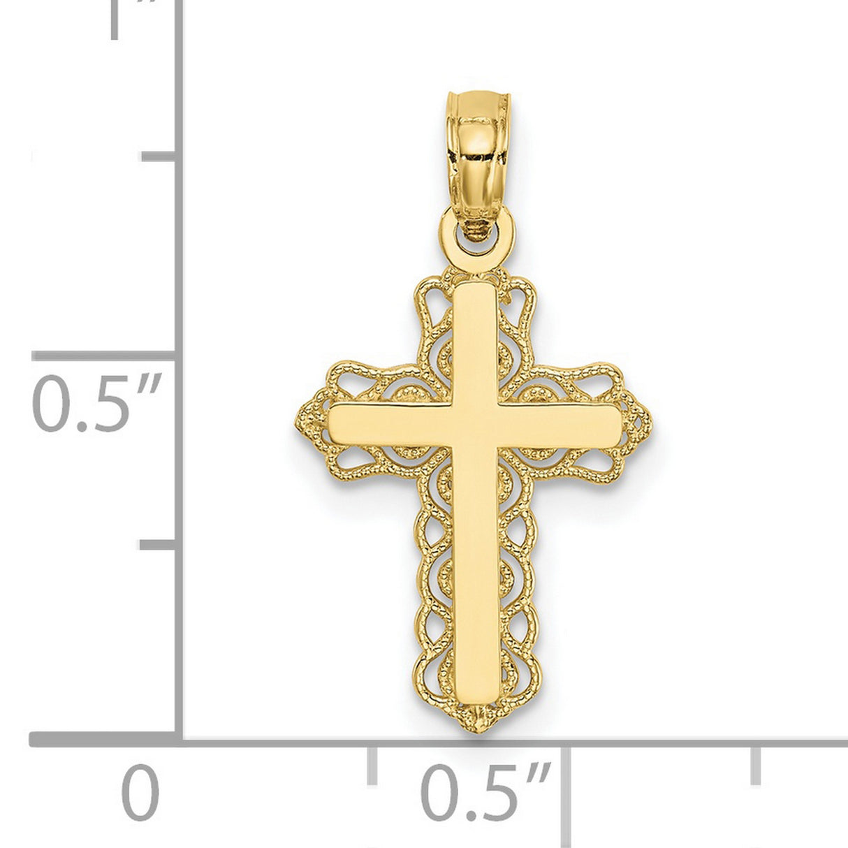 10k Yellow Gold Cross Pendant with Budded Ends and Filigree Vintage Design