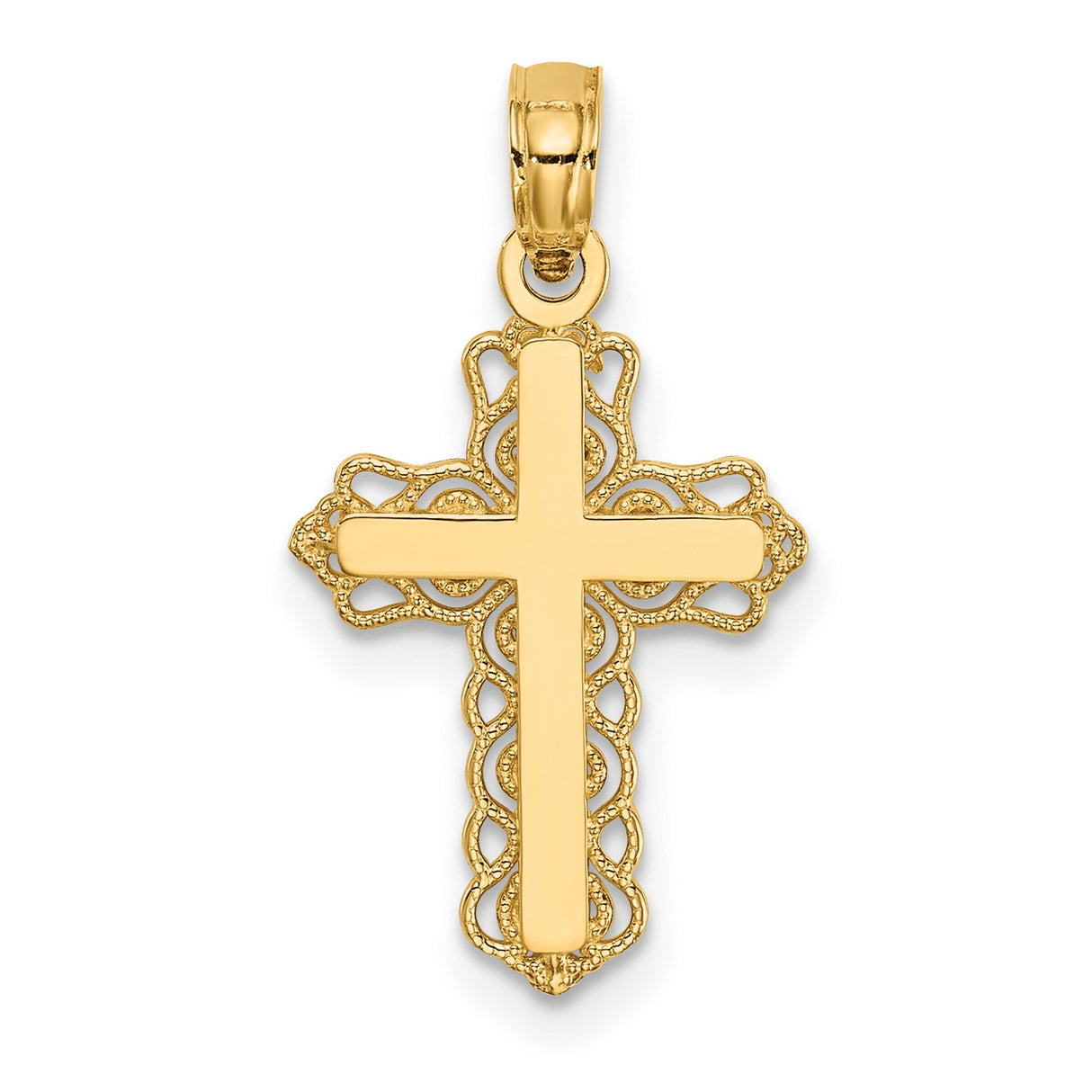 10k Yellow Gold Cross Pendant with Budded Ends and Filigree Vintage Design