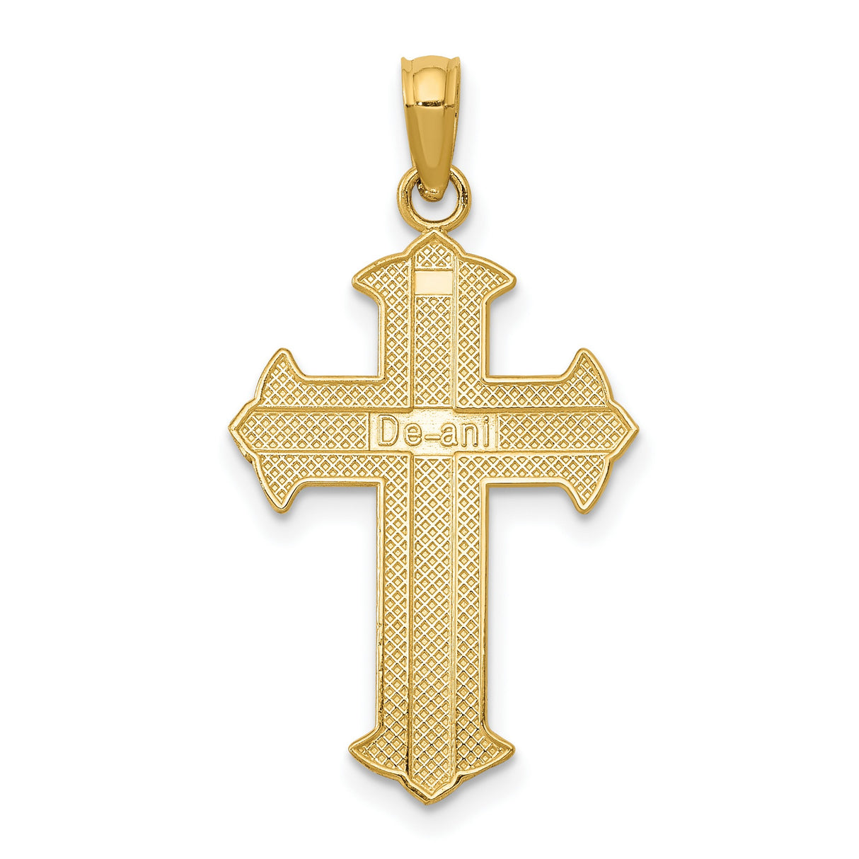 10k Yellow Gold Cross Pendant with Polished Mirror Finish and Layered Architectural Design
