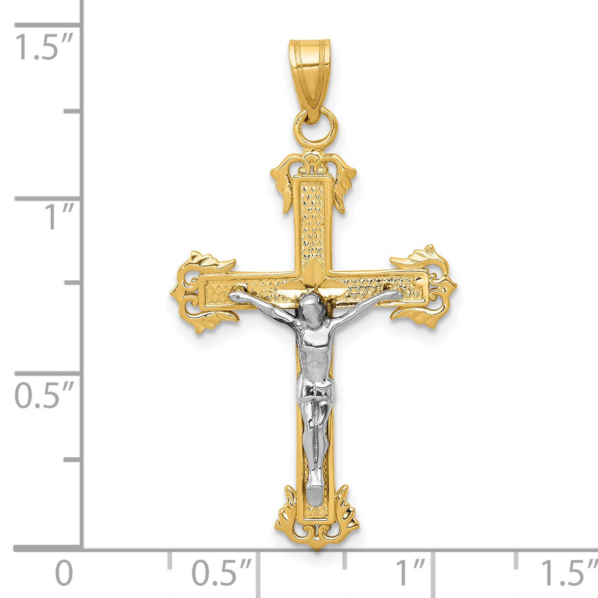 10k Multi-Tone Gold Crucifix Cross Pendant with Detailed Christ Figure Design for Men and Women