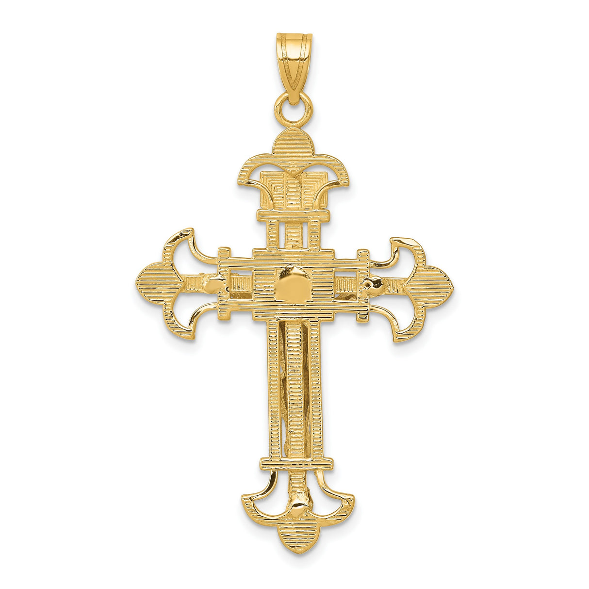 10k Two-Tone Gold Crucifix Pendant with Detailed Christ Figure, Religious Christian Charm