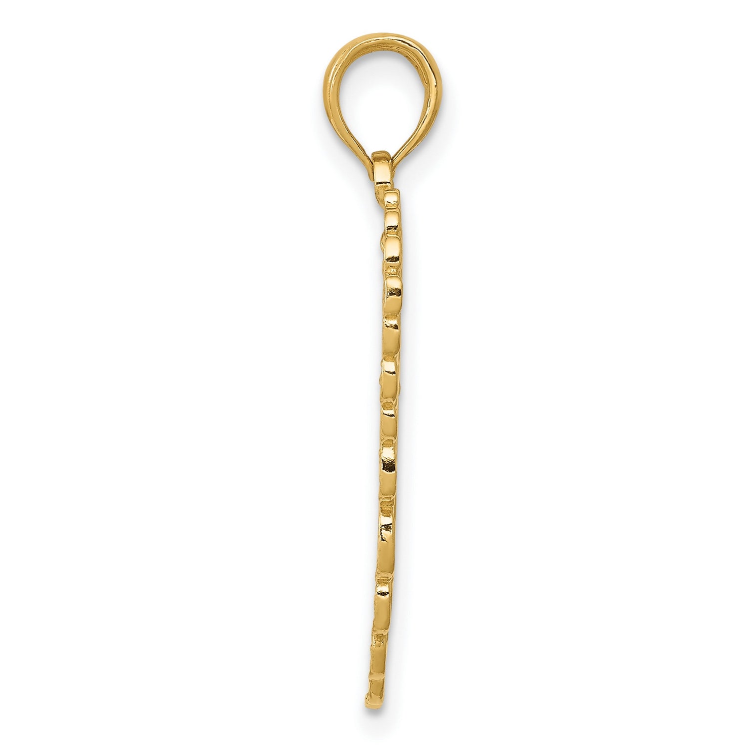 10k Yellow Gold Angel Wing Pendant with Detailed Feather Design