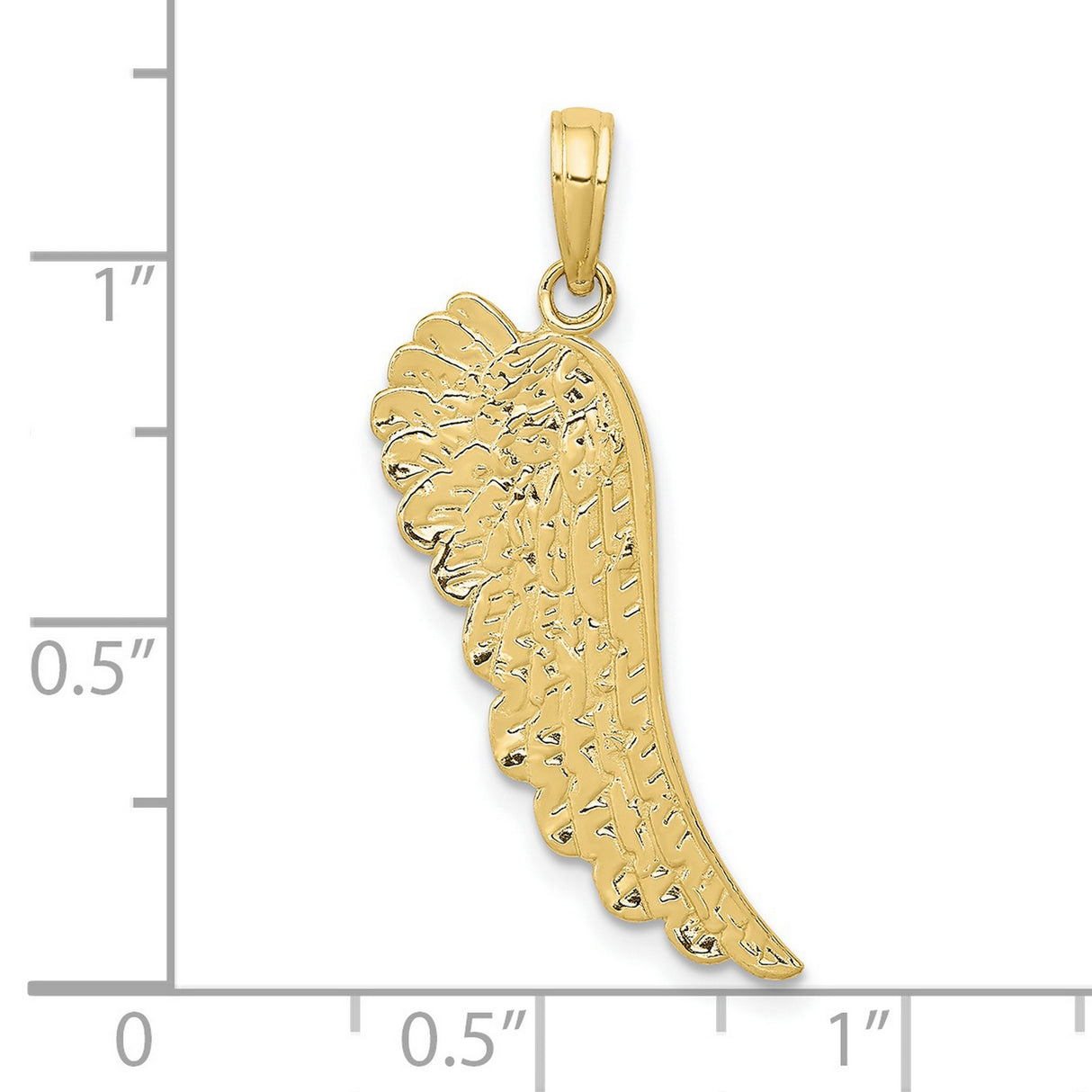 10k Yellow Gold Angel Wing Pendant with Detailed Feather Design