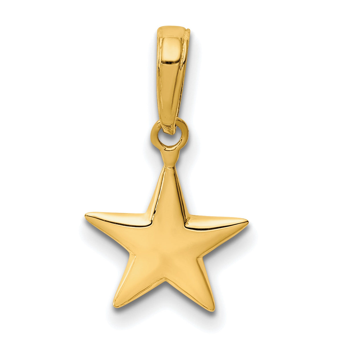 10k Yellow Gold Star Pendant, Five-Point Celestial Charm, Minimalist Jewelry for Women or Unisex Wear