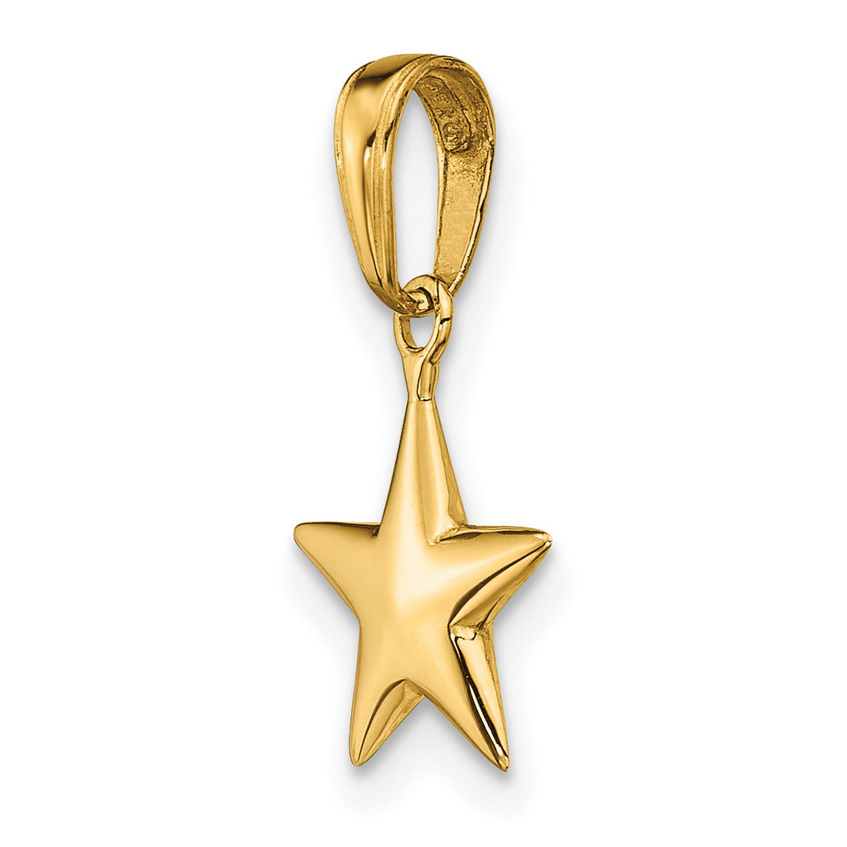 10k Yellow Gold Star Pendant, Five-Point Celestial Charm, Minimalist Jewelry for Women or Unisex Wear