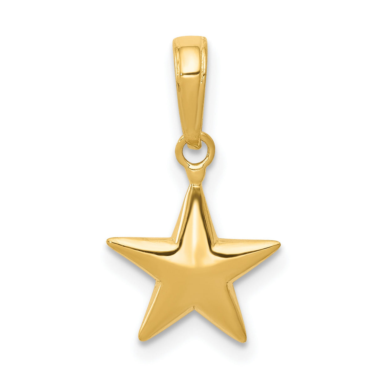 10k Yellow Gold Star Pendant, Five-Point Celestial Charm, Minimalist Jewelry for Women or Unisex Wear