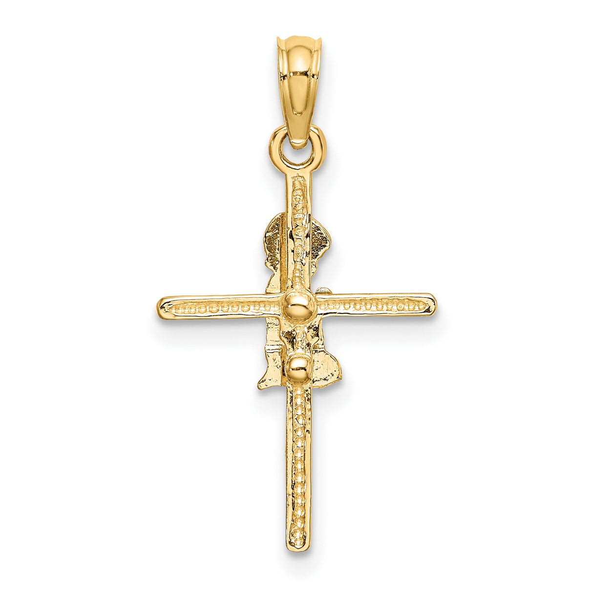 10k Yellow Gold Cross Pendant with Kneeling Boy in Prayer Religious Charm