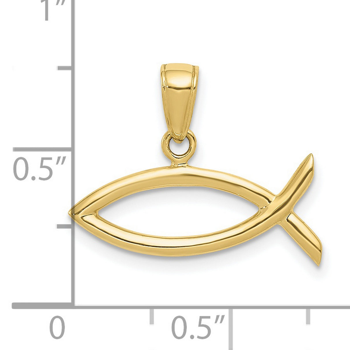 10k Yellow Gold Pendant, Open Ichthys Jesus Fish Christian Symbol, Religious Charm for Women or Unisex