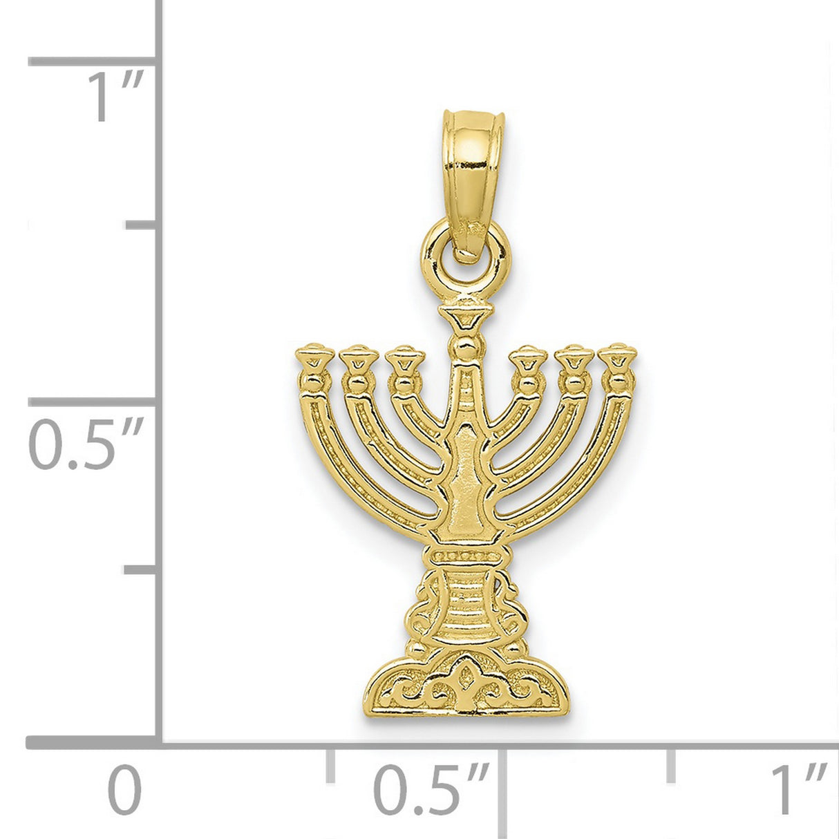 10k Yellow Gold Menorah Pendant, Seven Branches Jewish Faith Symbol, Religious Judaica Charm