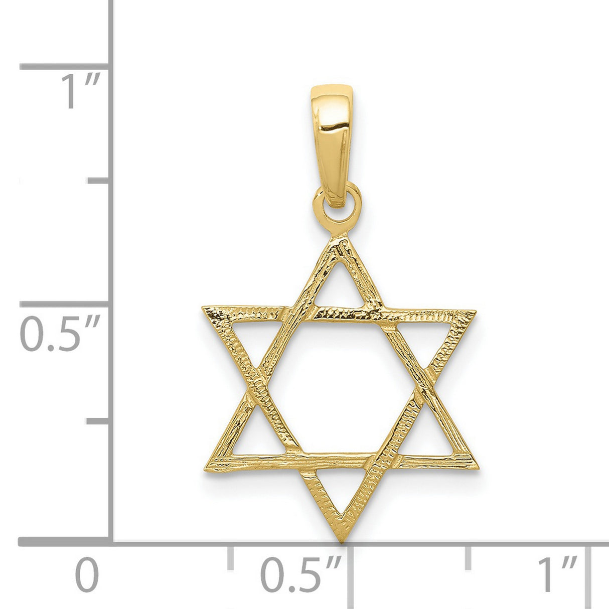 10k Yellow Gold Star of David Pendant, Textured Openwork Jewish Symbol