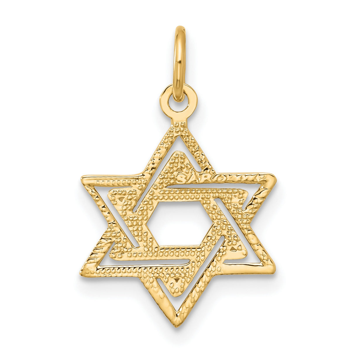 10k Yellow Gold Star of David Pendant with Interlocking Double Triangle Design
