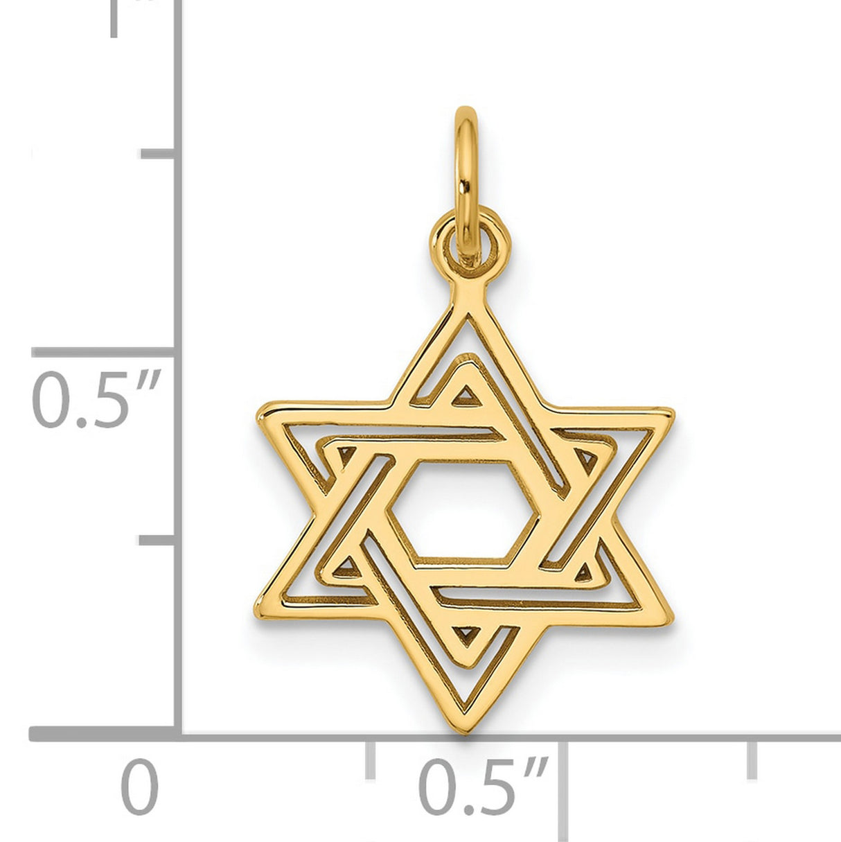10k Yellow Gold Star of David Pendant with Interlocking Double Triangle Design