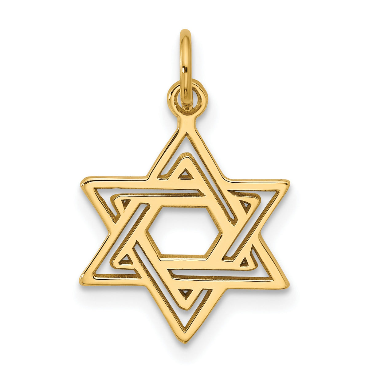 10k Yellow Gold Star of David Pendant with Interlocking Double Triangle Design