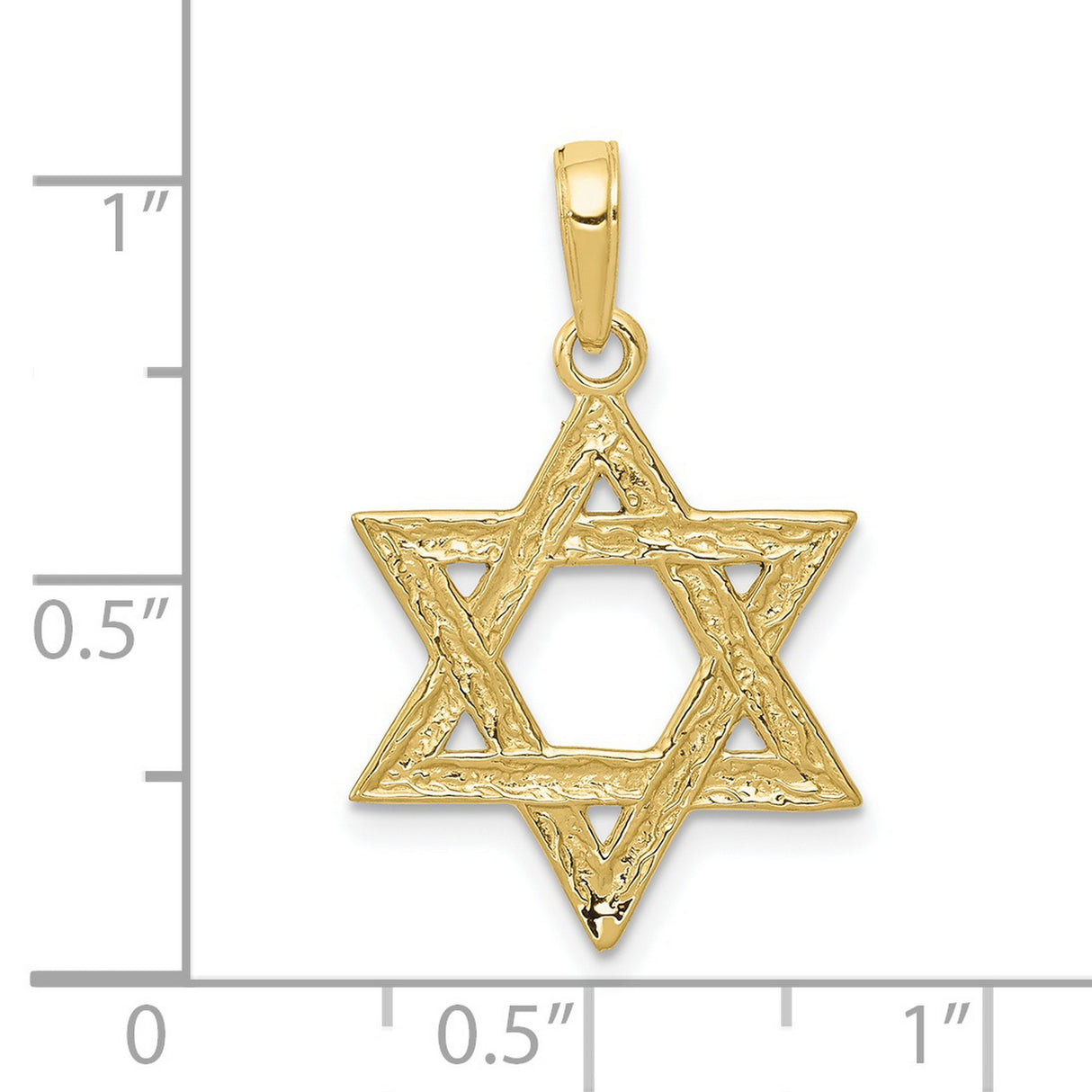 10k Yellow Gold Star of David Pendant, Textured Finish, Traditional Jewish Symbol