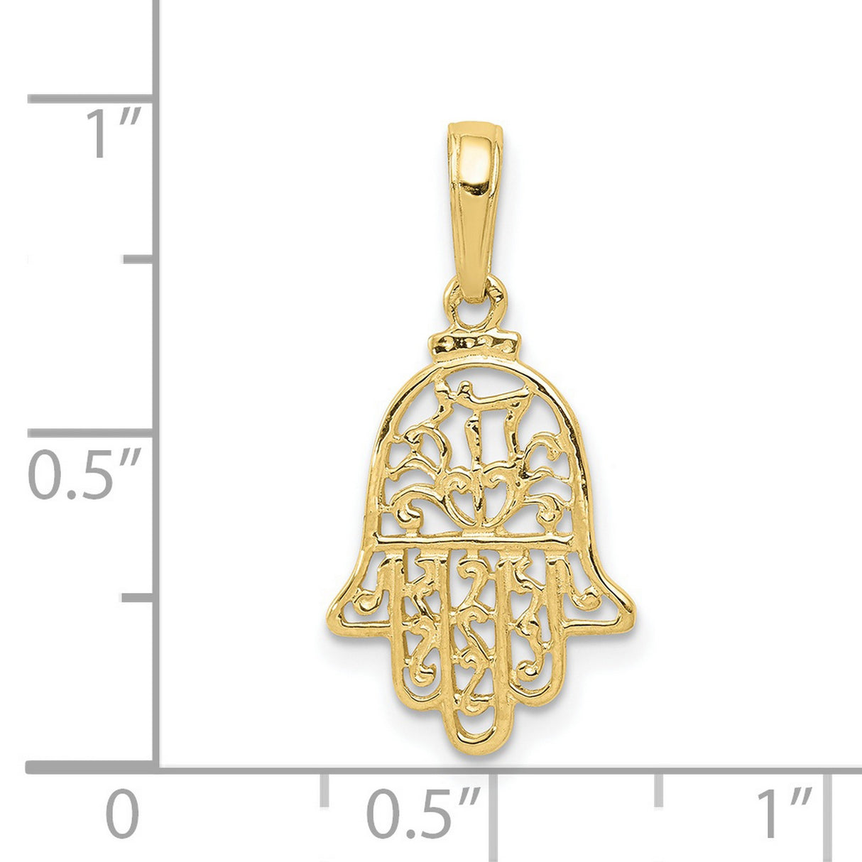 10k Yellow Gold Hamsa Hand Pendant with Filigree Detailing, Spiritual Protection Charm