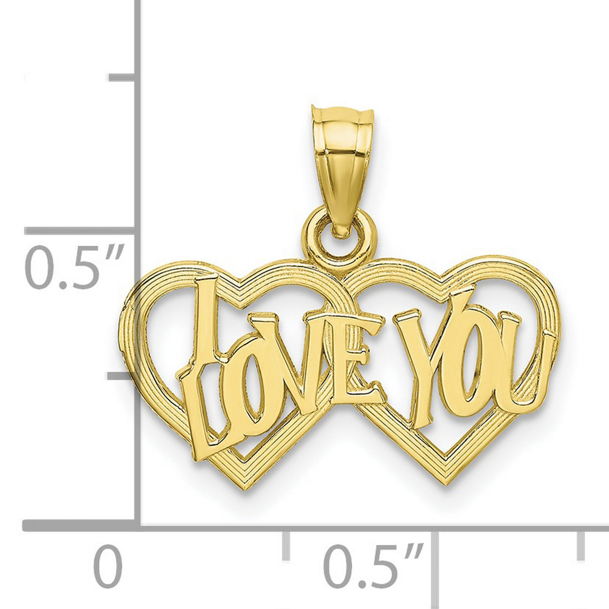 10k Yellow Gold Pendant with Double Interlocking Hearts, Romantic Heart Charm for Women