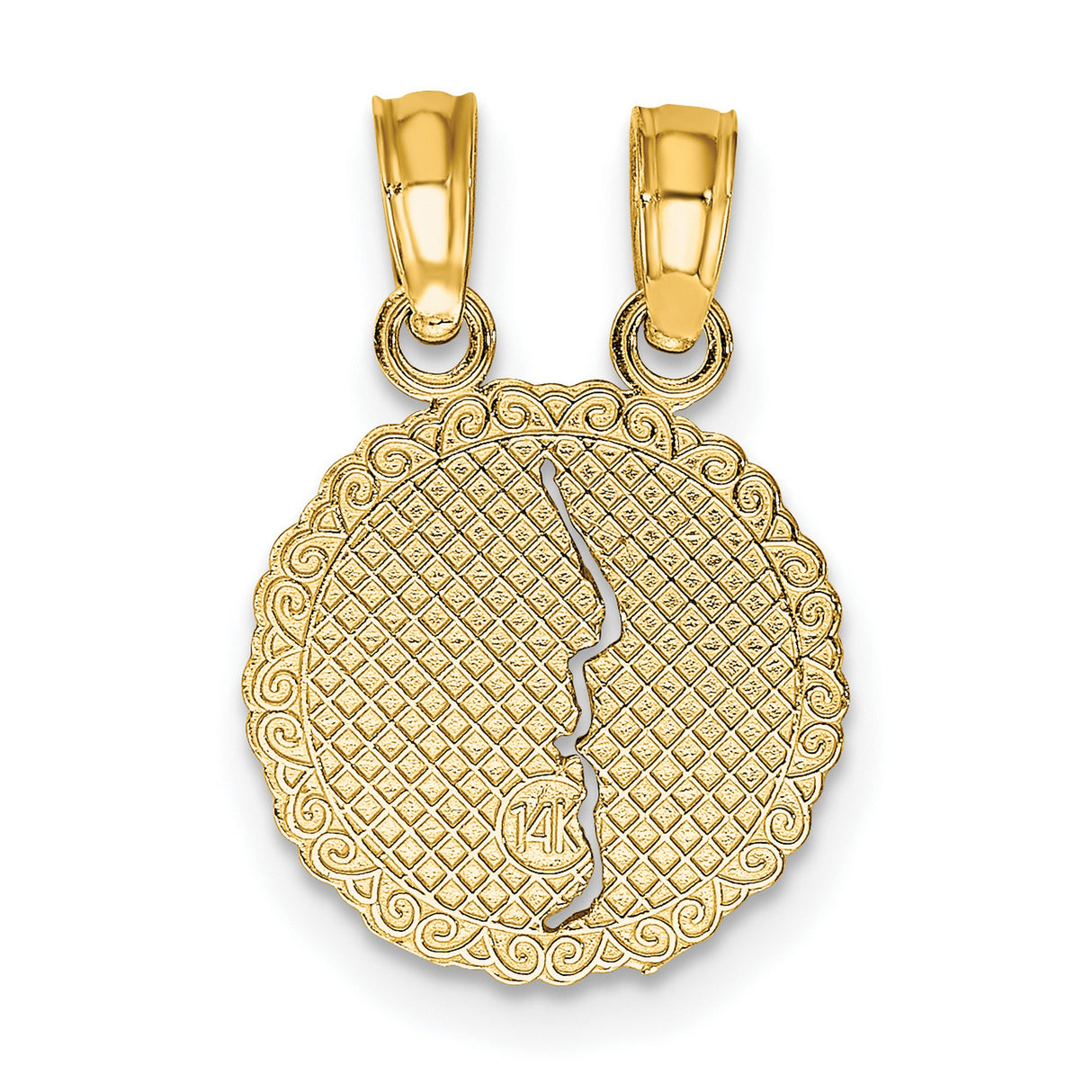 10k Yellow Gold Heart Pendant Set, Split Design, Friendship Jewelry for Women or Teens