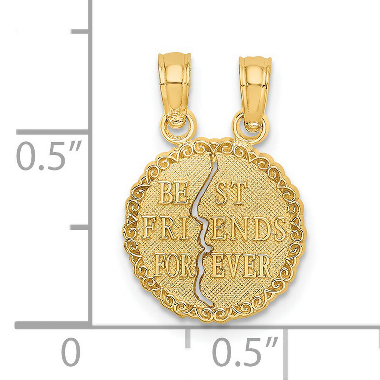 10k Yellow Gold Heart Pendant Set, Split Design, Friendship Jewelry for Women or Teens