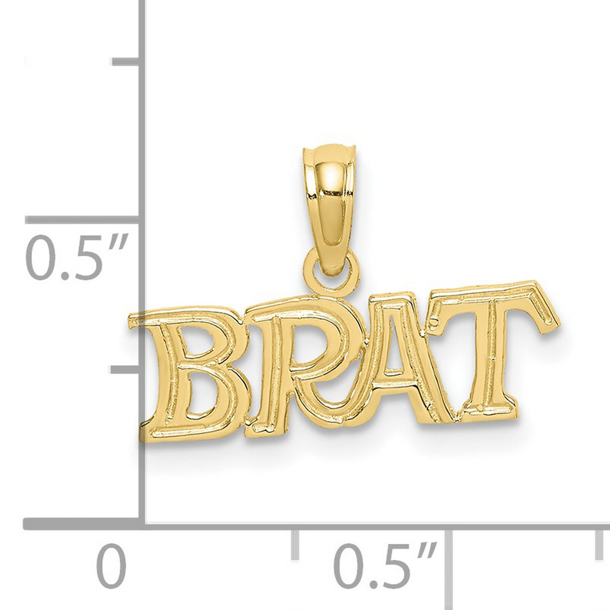 10k Yellow Gold Brat Pendant, Bold Letter Charm with Script Design, Streetwear Style for Women and Teens