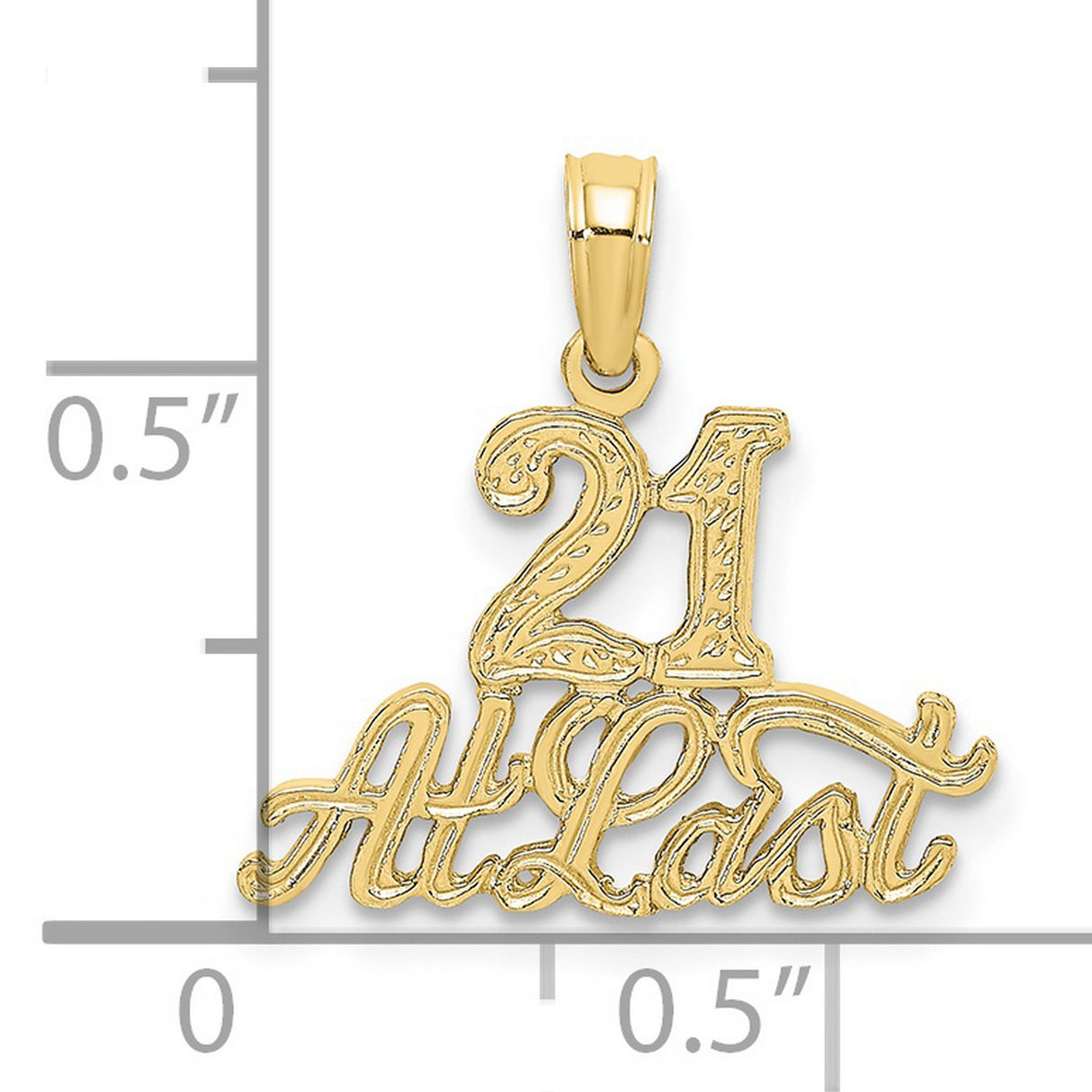 10k Yellow Gold Pendant, 21 At Last Script Milestone Charm for Women