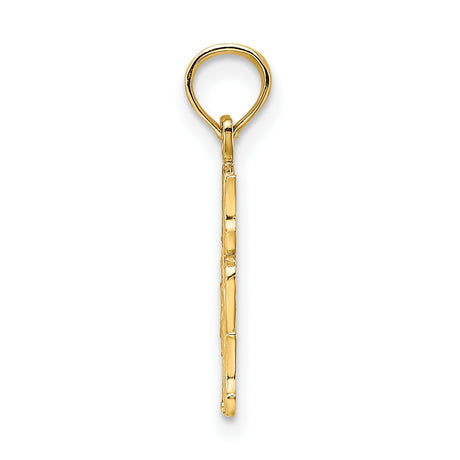 10k Yellow Gold Number One Mom Pendant with Heart Detail, Family Love Theme